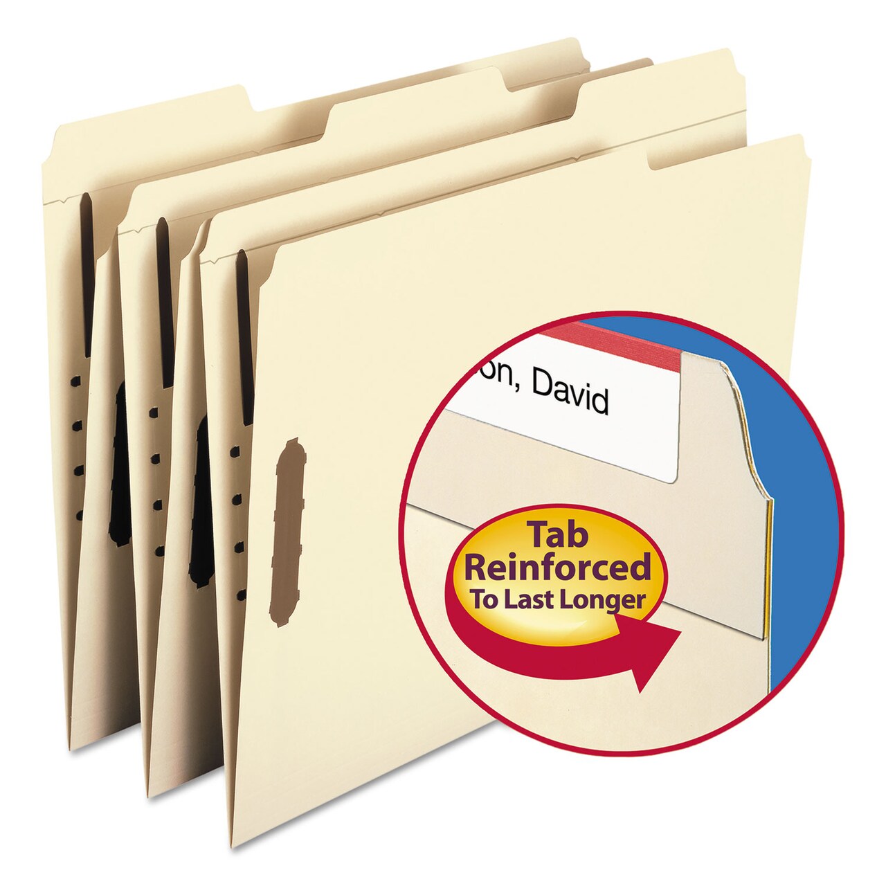Smead Top Tab 2-Fastener Folders 1/3-Cut Tabs Letter Size 11 pt. Manila 50/Box